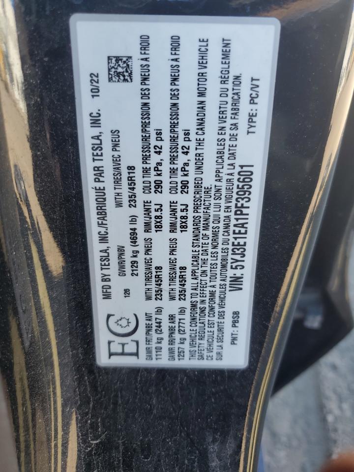 2023 Tesla Model 3 VIN: 5YJ3E1EA1PF395601 Lot: 84033115