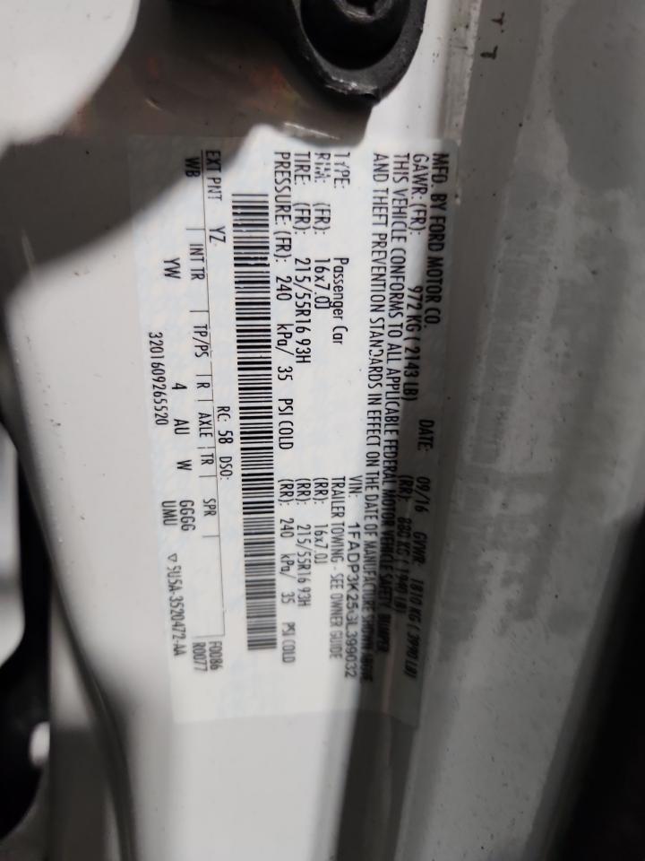 2016 Ford Focus Se VIN: 1FADP3K25GL399032 Lot: 84720205