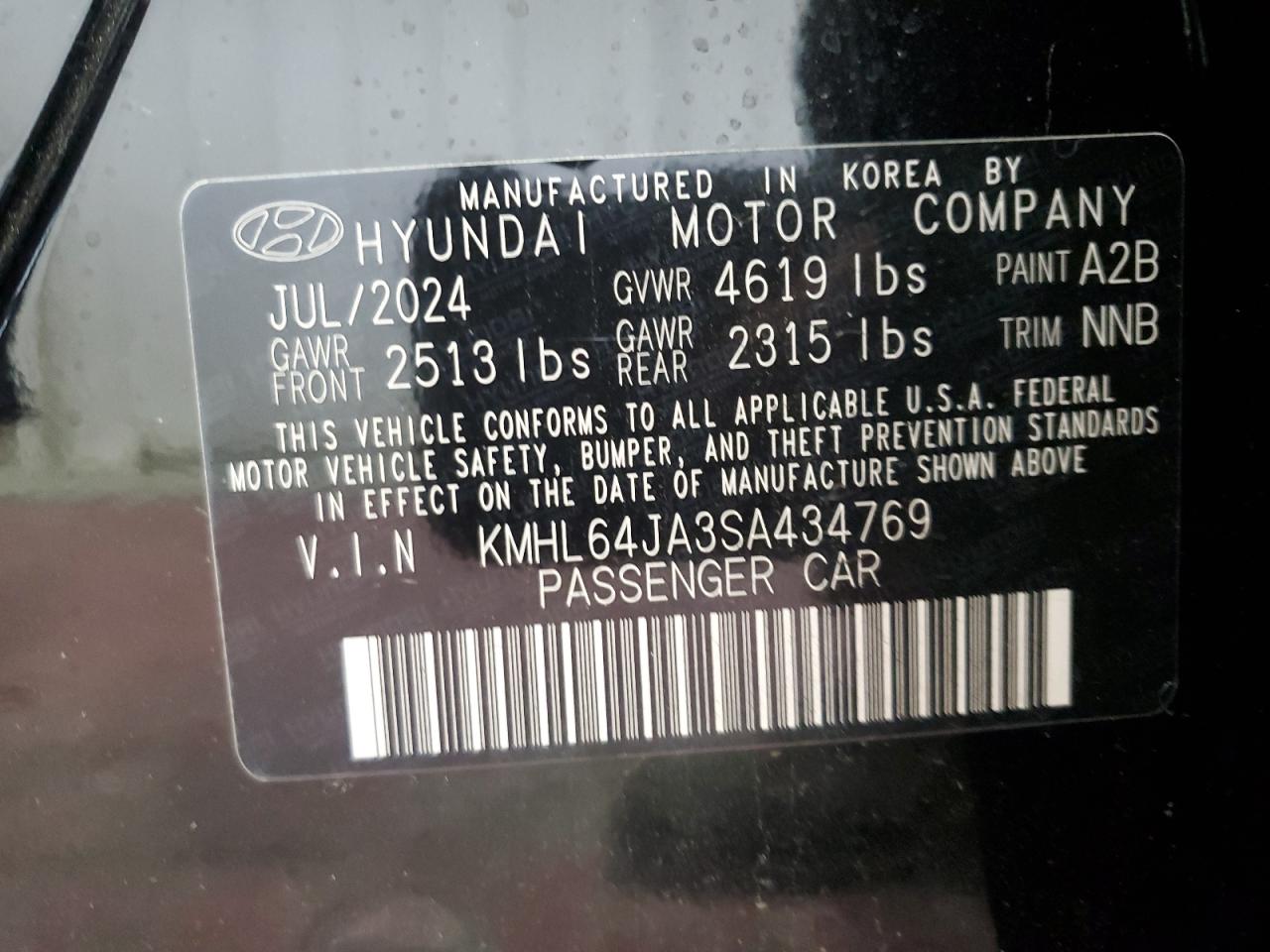 2025 Hyundai Sonata Sel VIN: KMHL64JA3SA434769 Lot: 82114255