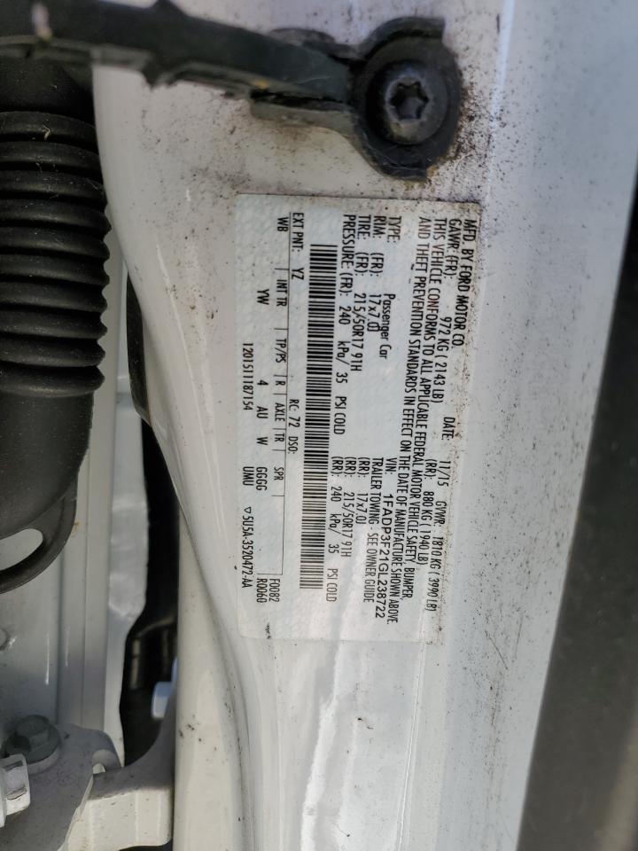 2016 Ford Focus Se VIN: 1FADP3F21GL238722 Lot: 80930125