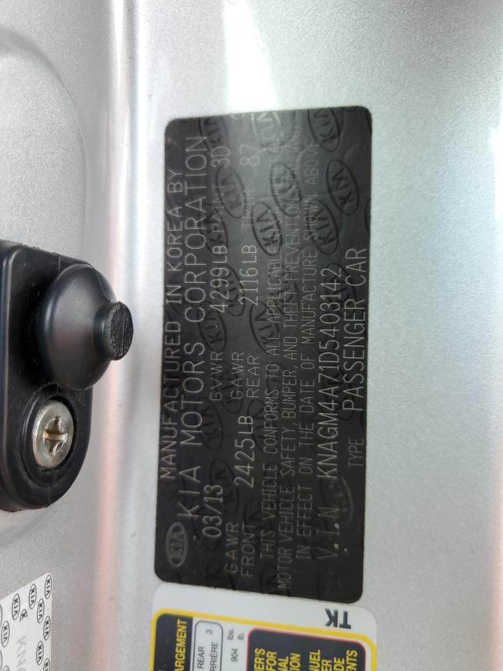 2013 Kia Optima Lx VIN: KNAGM4A71D5403142 Lot: 81079745