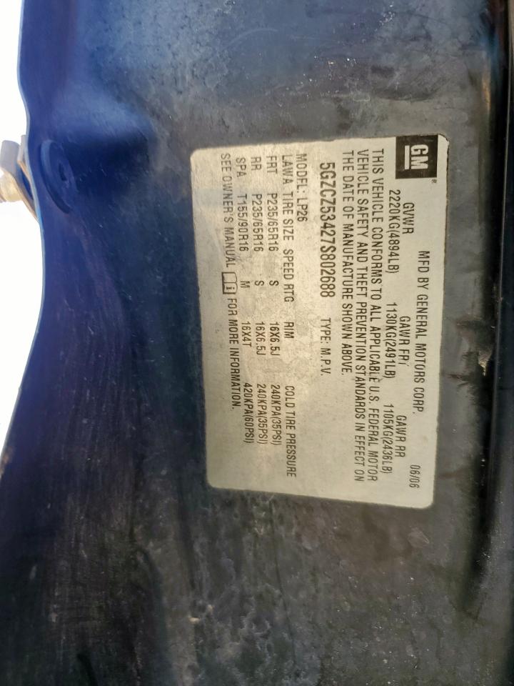 2007 Saturn Vue VIN: 5GZCZ53427S802688 Lot: 82169605