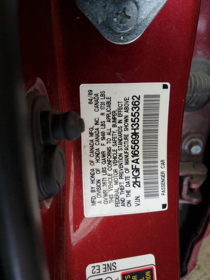 2009 Honda Civic Lx VIN: 2HGFA16569H355362 Lot: 81648465