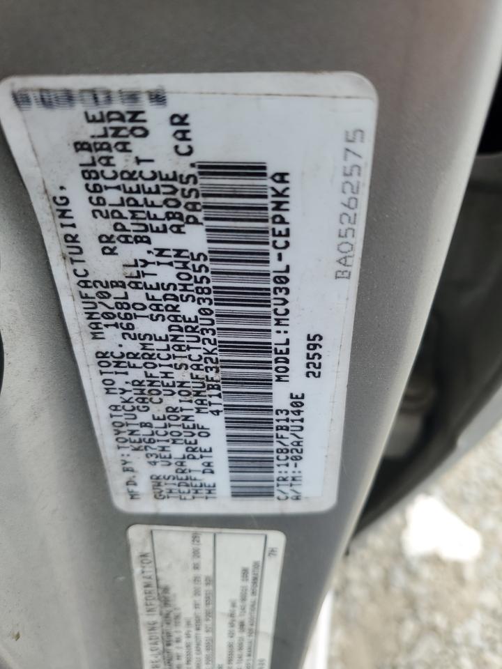 2003 Toyota Camry Le VIN: 4T1BF32K23U038555 Lot: 80862955