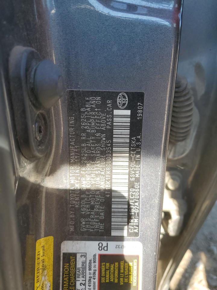 2012 Toyota Camry Se VIN: 4T1BK1FK8CU003545 Lot: 81750955