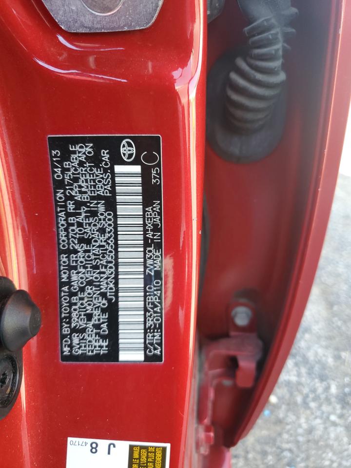 2013 Toyota Prius VIN: JTDKN3DU5D5633000 Lot: 81044045