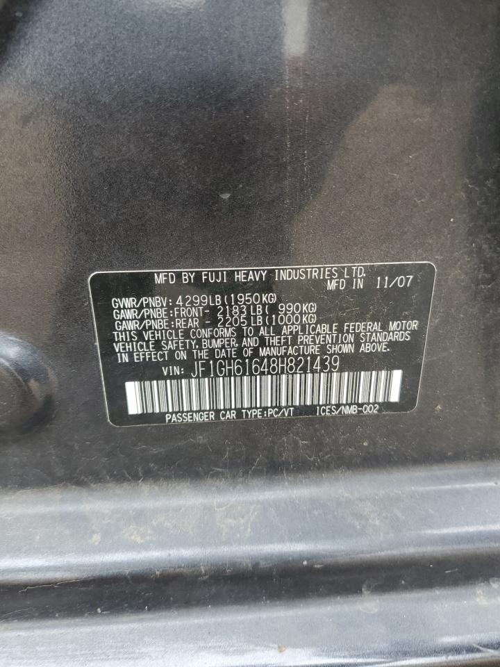 2008 Subaru Impreza 2.5I VIN: JF1GH61648H821439 Lot: 81708055