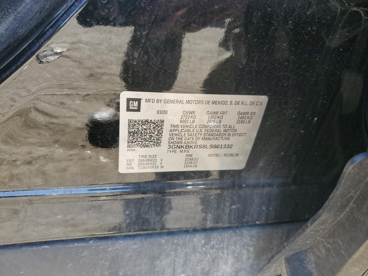 2020 Chevrolet Blazer Rs VIN: 3GNKBKRS8LS661332 Lot: 84374985