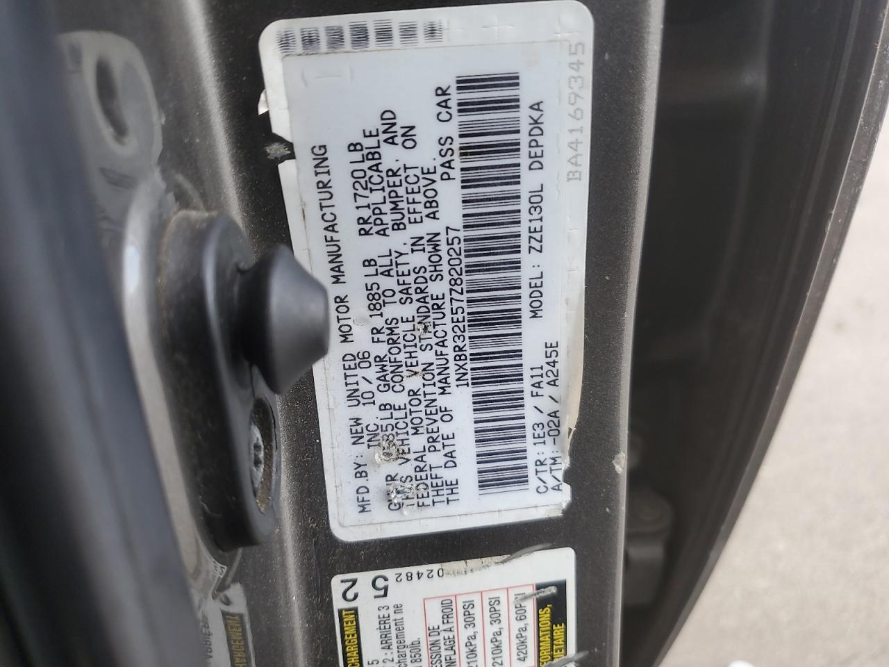 2007 Toyota Corolla Ce VIN: 1NXBR32E57Z820257 Lot: 84837405