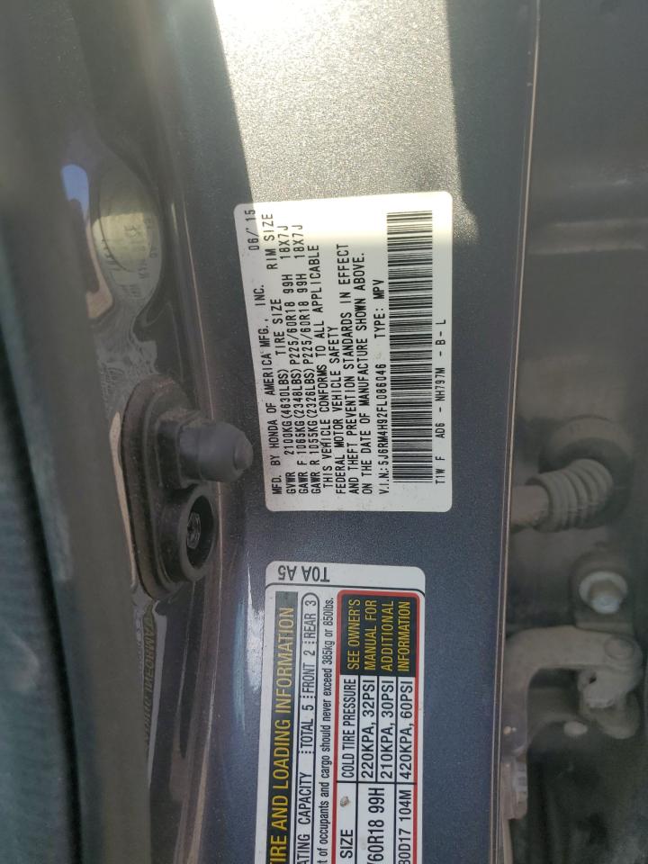 2015 Honda Cr-V Touring VIN: 5J6RM4H92FL086046 Lot: 80570295