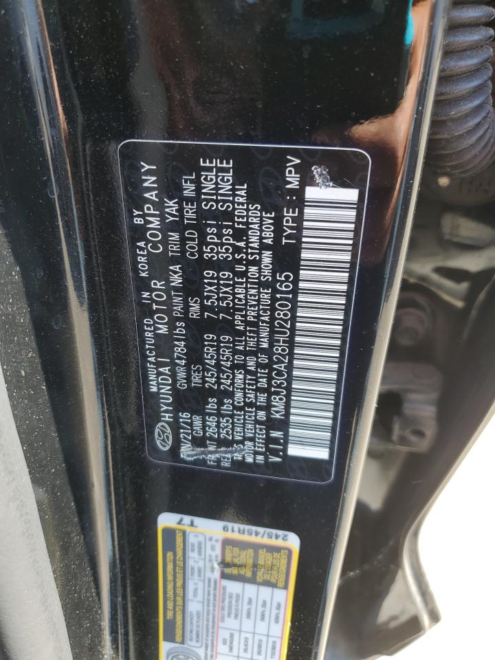 2017 Hyundai Tucson Limited VIN: KM8J3CA28HU280165 Lot: 80694215