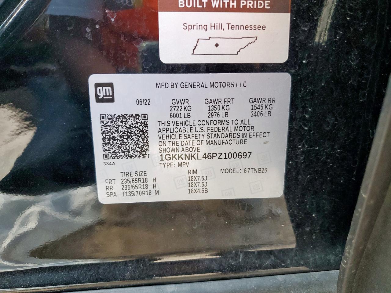 2023 GMC Acadia Sle VIN: 1GKKNKL46PZ100697 Lot: 81707155