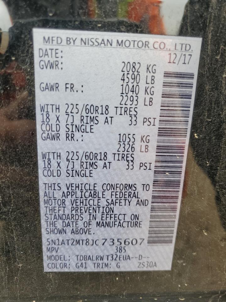 2018 Nissan Rogue S VIN: 5N1AT2MT8JC735607 Lot: 82086015