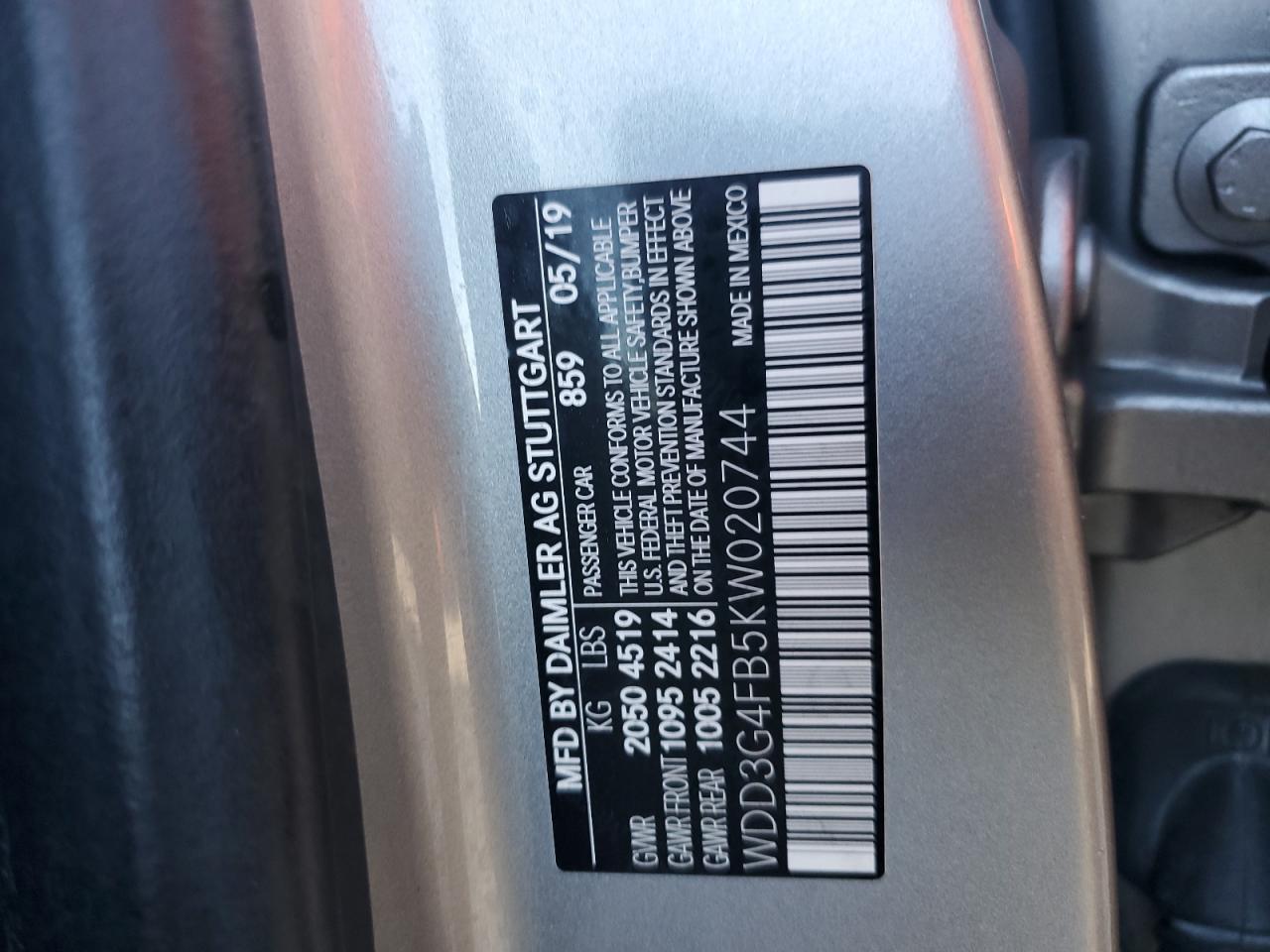 2019 Mercedes-Benz A 220 4Matic VIN: WDD3G4FB5KW020744 Lot: 82154065