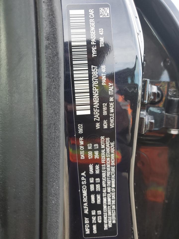 2023 Alfa Romeo Giulia Ti VIN: ZARFANBN5P7670857 Lot: 81617705