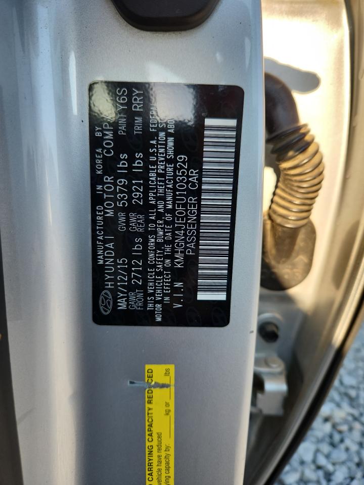 2015 Hyundai Genesis 3.8L VIN: KMHGN4JE0FU103529 Lot: 71224675