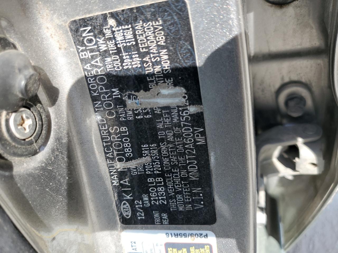 2013 Kia Soul + VIN: KNDJT2A60D7561287 Lot: 80363385