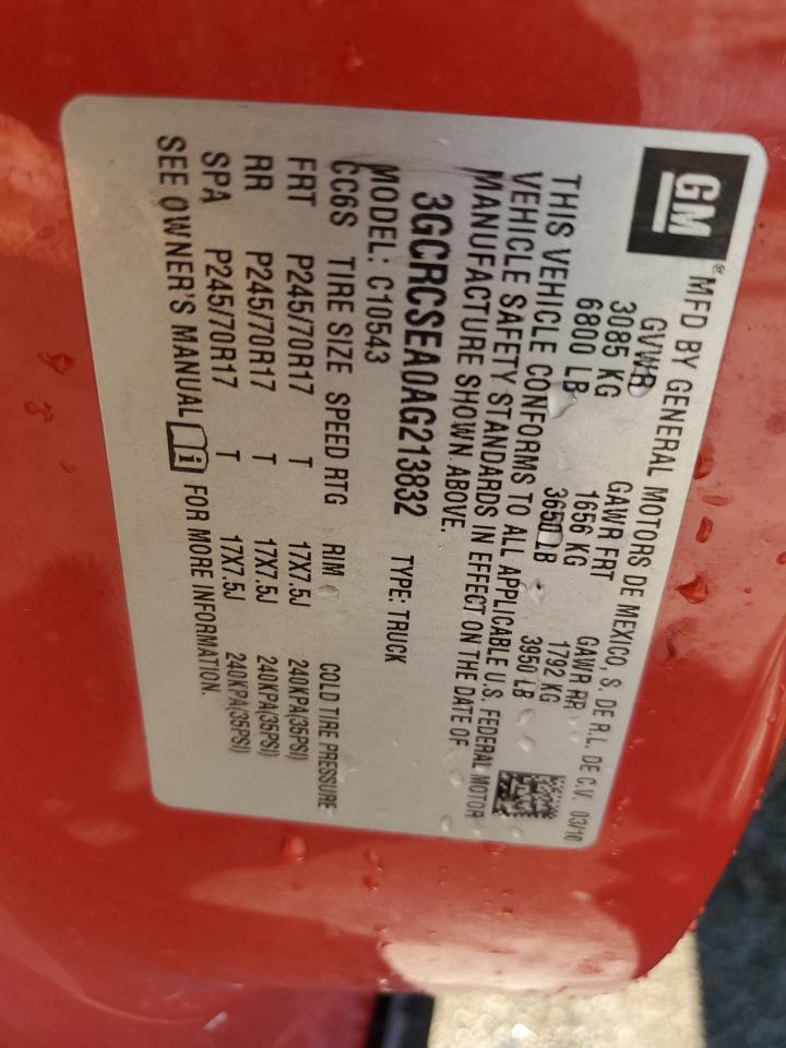 2010 Chevrolet Silverado C1500 Lt VIN: 3GCRCSEA0AG213832 Lot: 80153055