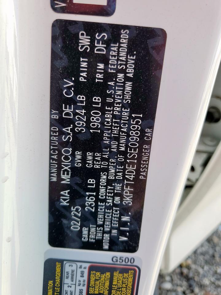 2025 Kia K4 Lx VIN: 3KPFT4DE1SE098951 Lot: 71667535