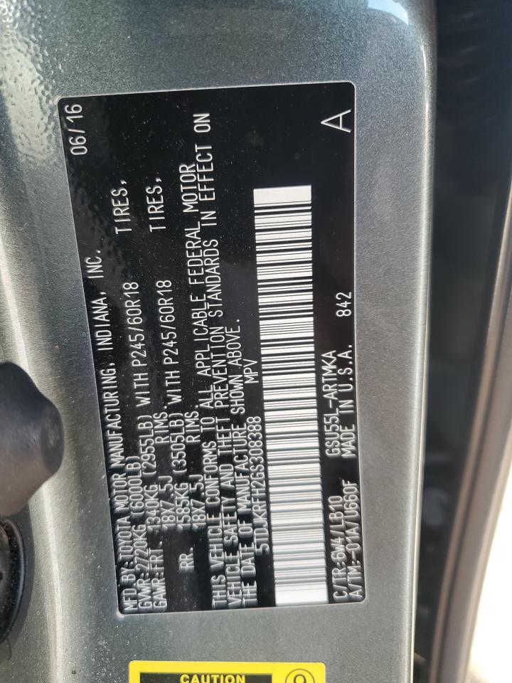 2016 Toyota Highlander Xle VIN: 5TDJKRFH2GS308388 Lot: 81823705