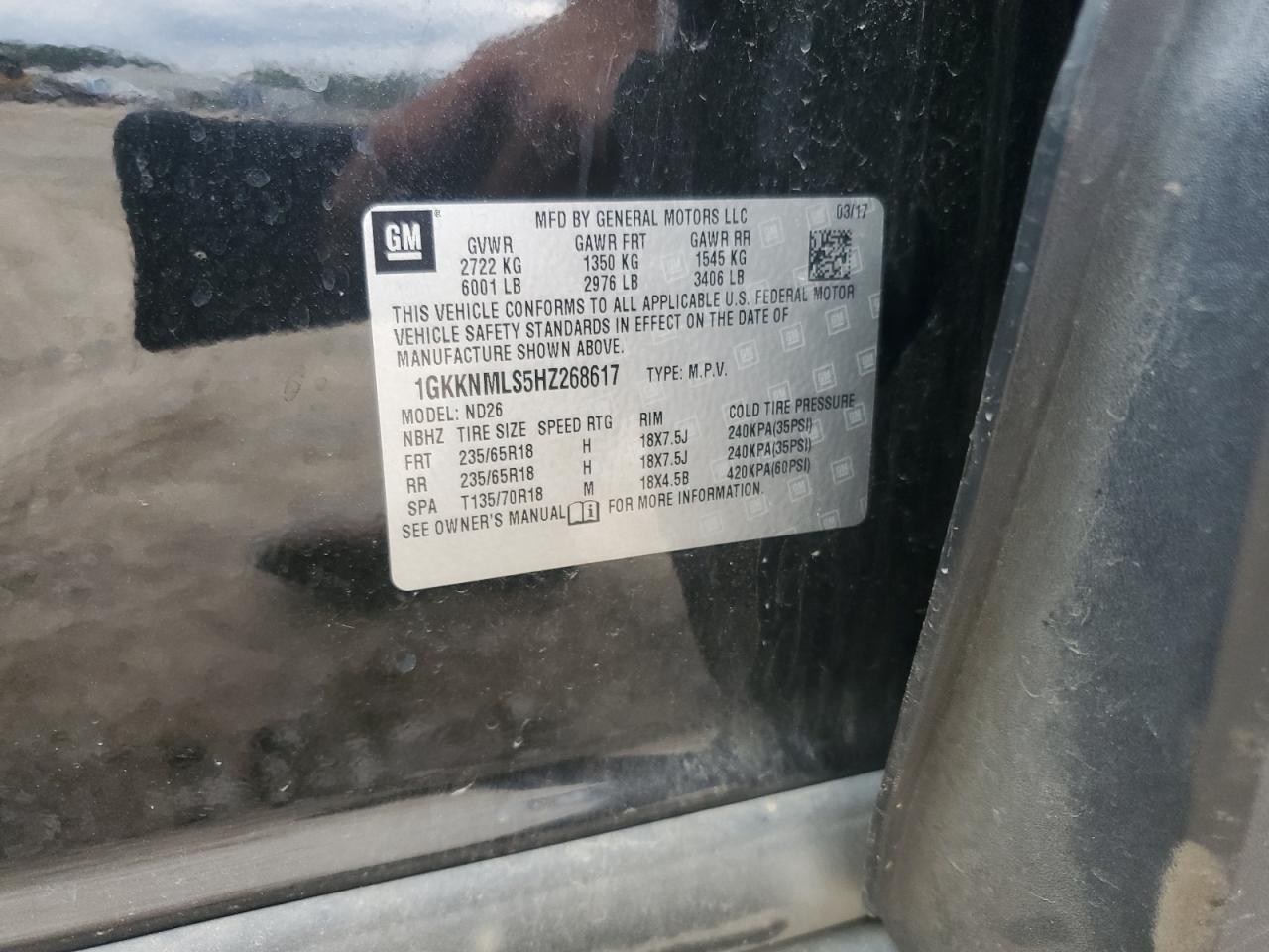 2017 GMC Acadia Slt-1 VIN: 1GKKNMLS5HZ268617 Lot: 81154045