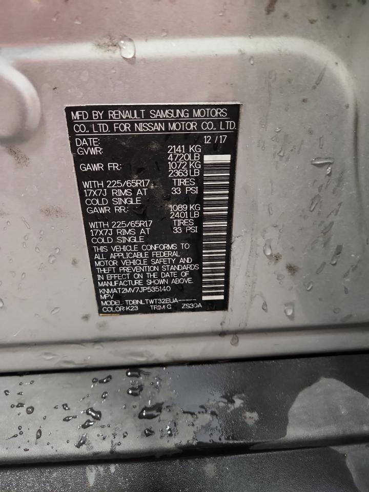 2018 Nissan Rogue S VIN: KNMAT2MV7JP535140 Lot: 80124165