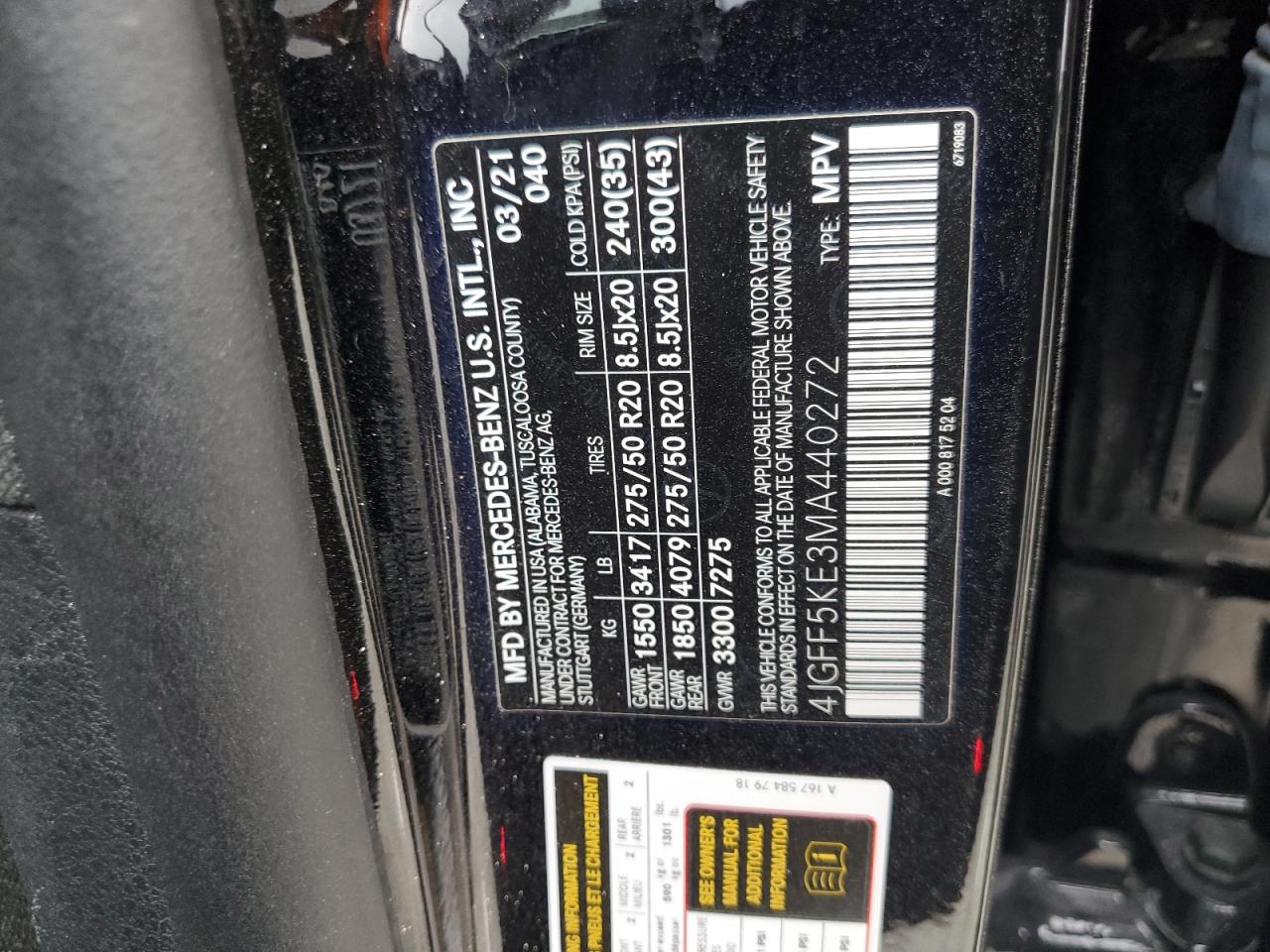 2021 Mercedes-Benz Gls 450 4Matic VIN: 4JGFF5KE3MA440272 Lot: 81201285