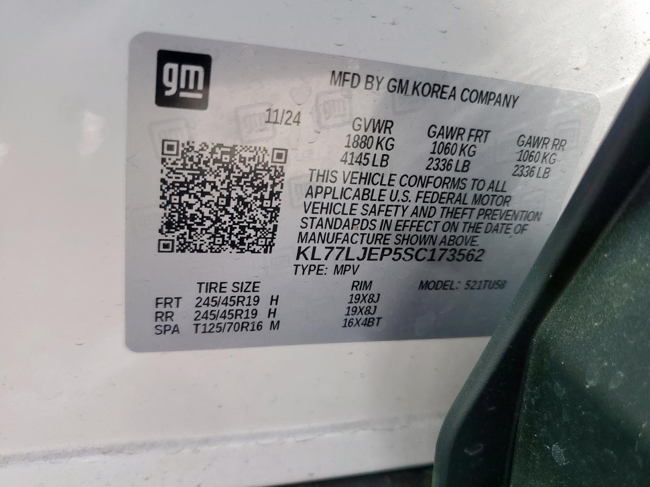 2025 Chevrolet Trax 2Rs VIN: KL77LJEP5SC173562 Lot: 71838295