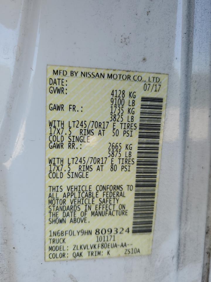 2017 Nissan Nv 2500 S VIN: 1N6BF0LY9HN809324 Lot: 80072795