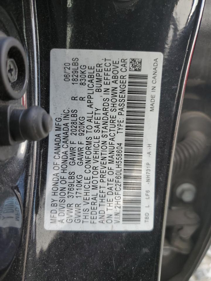 2020 Honda Civic Lx VIN: 2HGFC2F60LH558604 Lot: 71019185