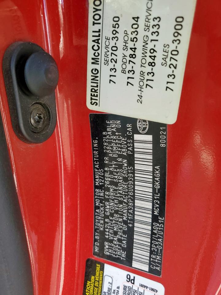 2006 Toyota Camry Solara Se VIN: 4T1FA38P76U093915 Lot: 81779465