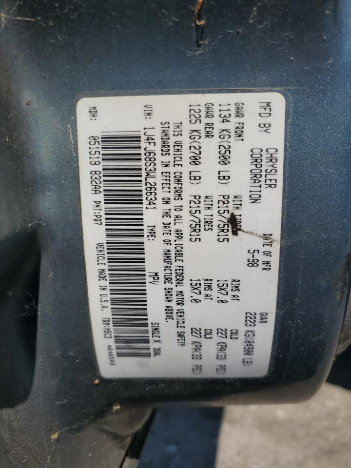 1998 Jeep Cherokee Sport VIN: 1J4FJ68S3WL266341 Lot: 71924685