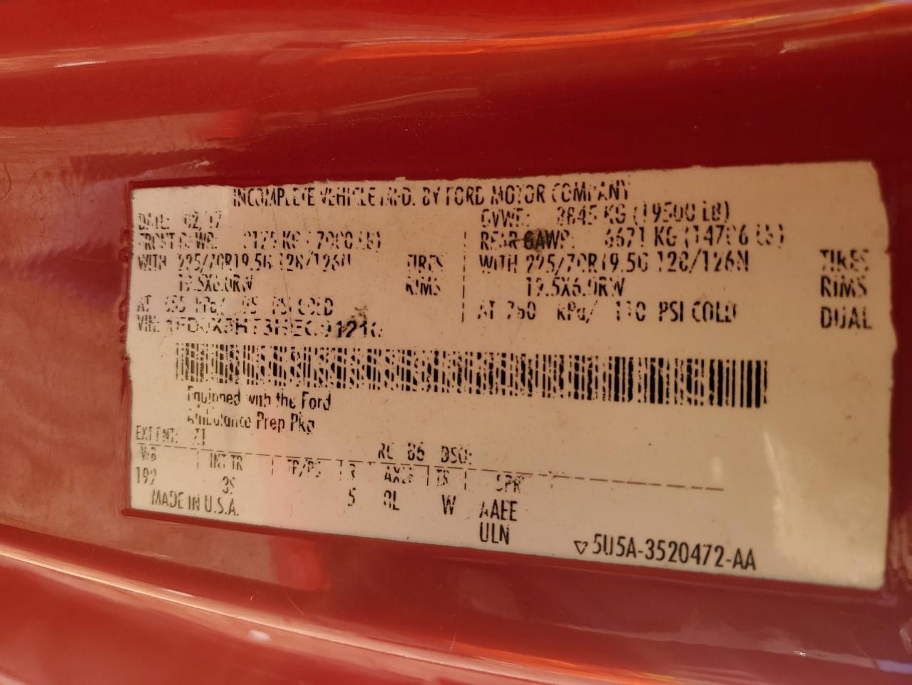 2017 Ford F550 Super Duty VIN: 1FD0X5HT3HEC91210 Lot: 81649565
