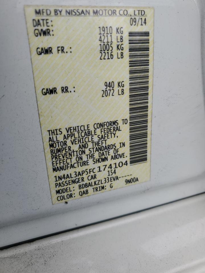 2015 Nissan Altima 2.5 VIN: 1N4AL3AP5FC174104 Lot: 84740215