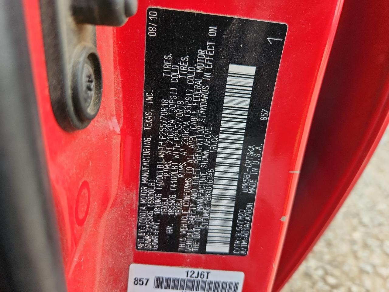 2011 Toyota Tundra Double Cab Sr5 VIN: 5TFUM5F18BX016346 Lot: 80322245