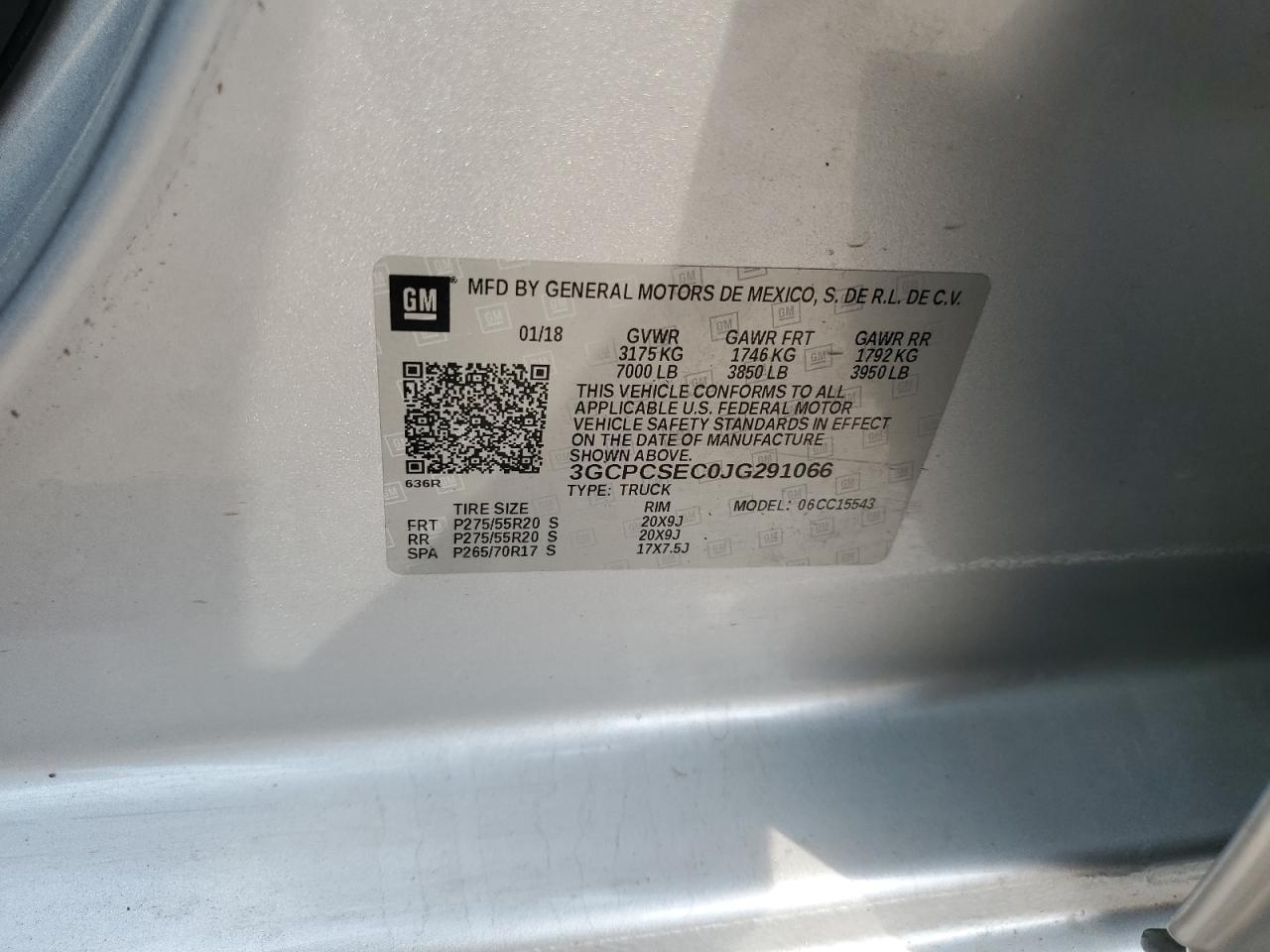 2018 Chevrolet Silverado C1500 Ltz VIN: 3GCPCSEC0JG291066 Lot: 80396345