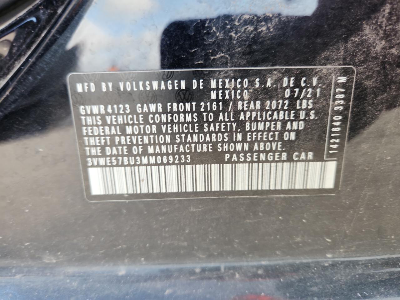 2021 Volkswagen Jetta Sel VIN: 3VWE57BU3MM069233 Lot: 71855525