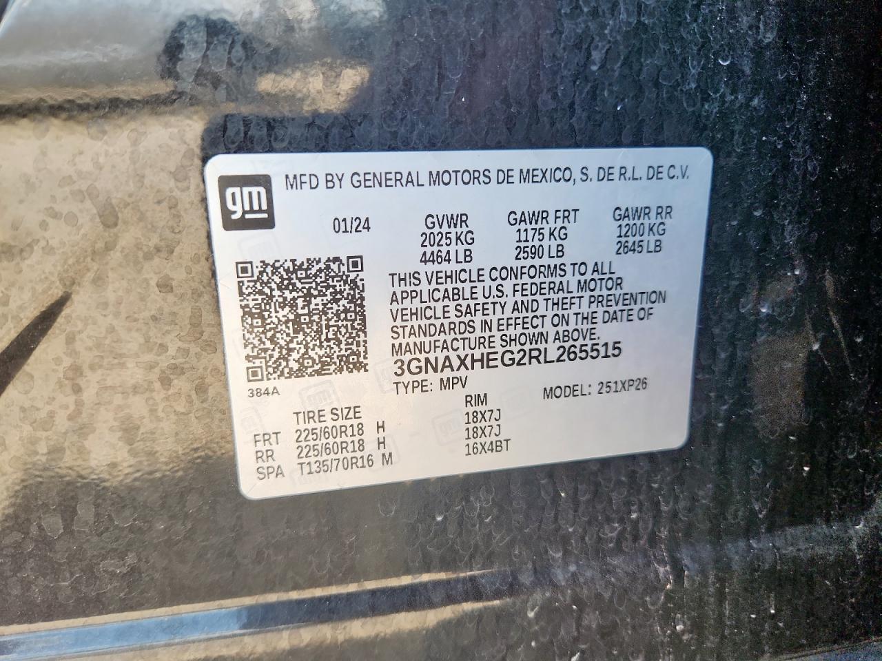 2024 Chevrolet Equinox Ls VIN: 3GNAXHEG2RL265515 Lot: 71286375