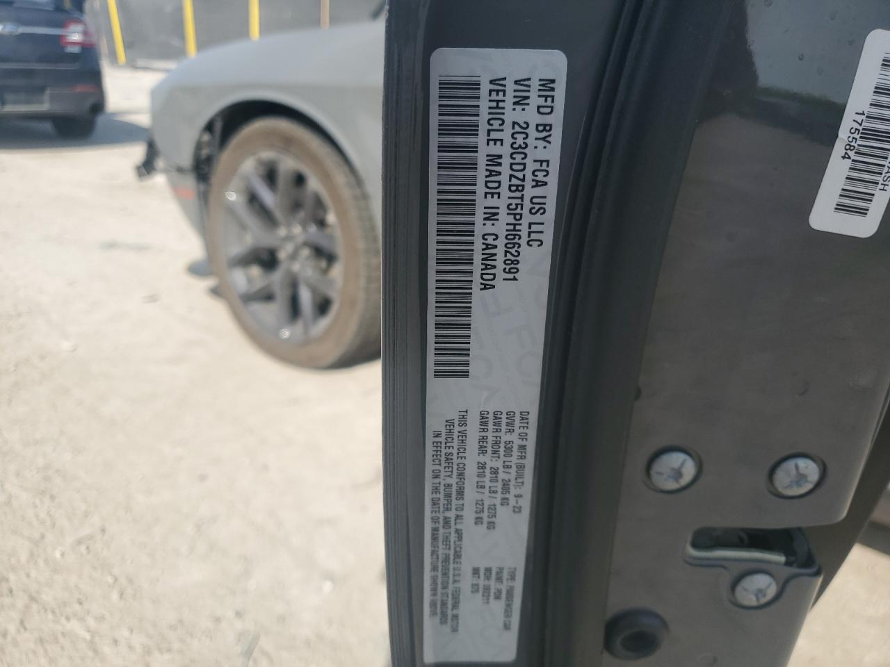 2023 Dodge Challenger R/T VIN: 2C3CDZBT5PH662891 Lot: 81513365