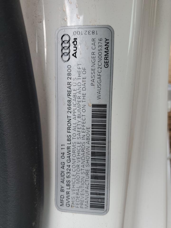 2012 Audi A7 Prestige VIN: WAUSGAFC2CN005376 Lot: 72062715