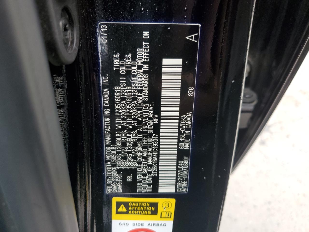 2013 Lexus Rx 350 Base VIN: 2T2BK1BA4DC193047 Lot: 84238635