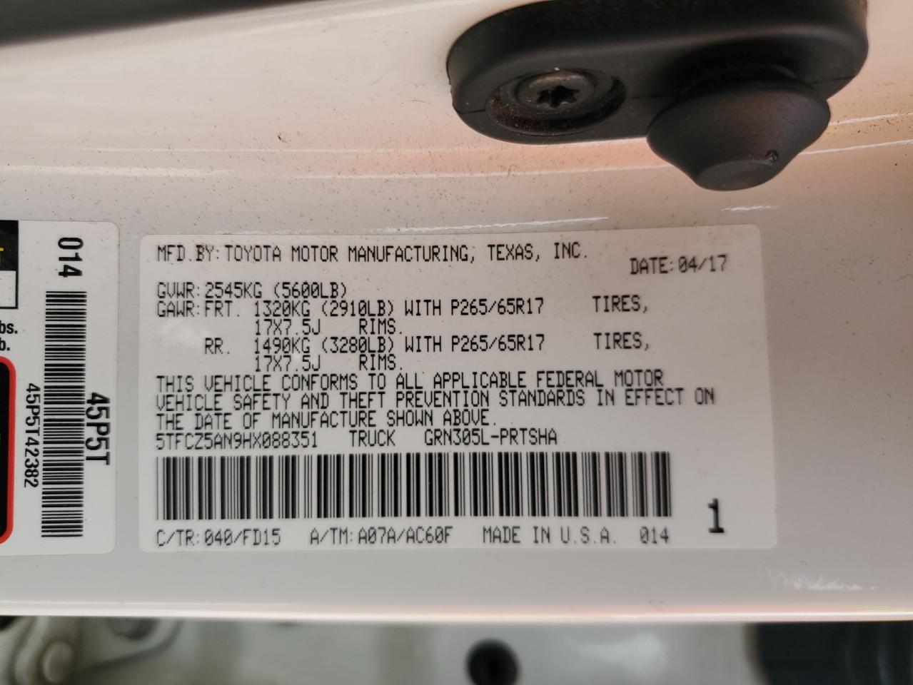 2017 Toyota Tacoma Double Cab VIN: 5TFCZ5AN9HX088351 Lot: 81701575