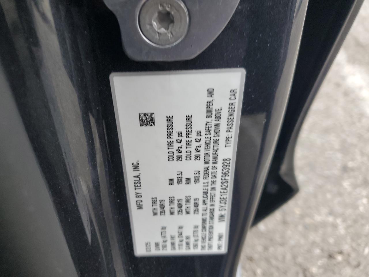 2025 Tesla Model 3 VIN: 5YJ3E1EA2SF963928 Lot: 84186475