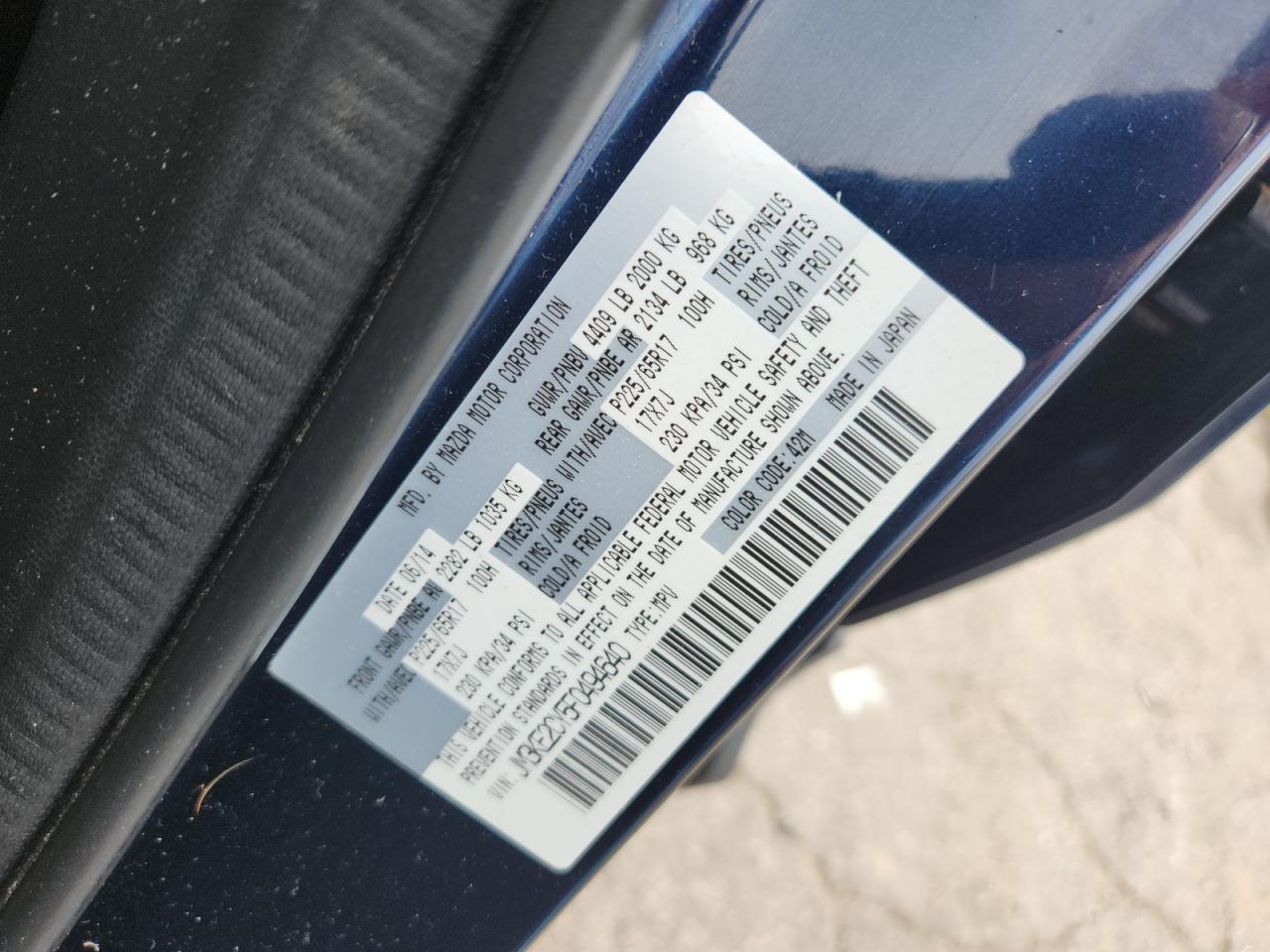 2015 Mazda Cx-5 Touring VIN: JM3KE2CY5F0494640 Lot: 84451775