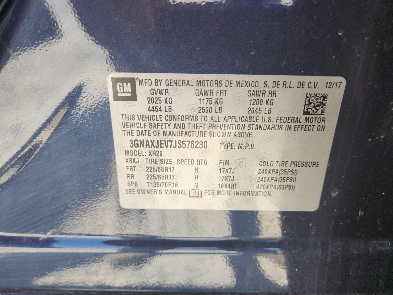 2018 Chevrolet Equinox Lt VIN: 3GNAXJEV7JS576230 Lot: 71287935