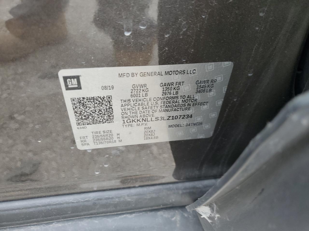 2020 GMC Acadia At4 VIN: 1GKKNLLS3LZ107234 Lot: 71112735