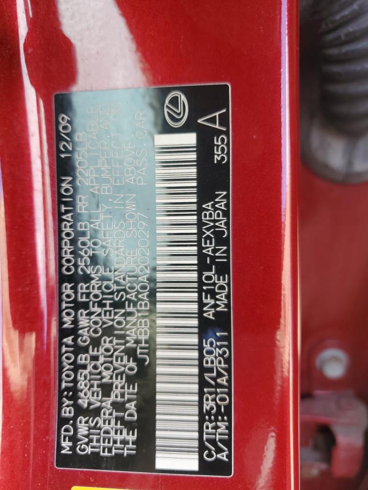 2010 Lexus Hs 250H VIN: JTHBB1BA0A2020297 Lot: 83802705