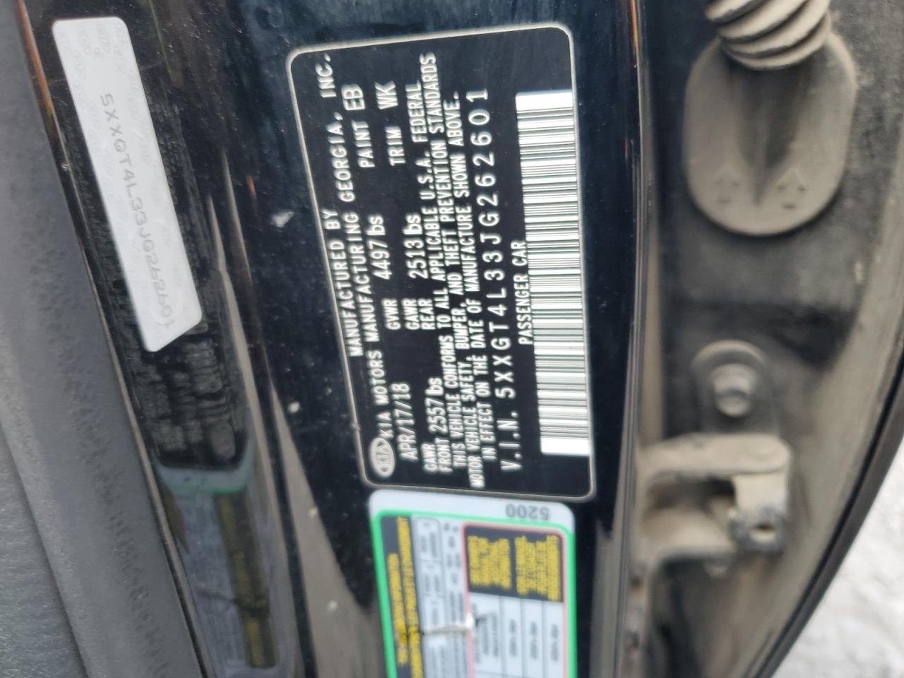 2018 Kia Optima Lx VIN: 5XXGT4L33JG262601 Lot: 81287625