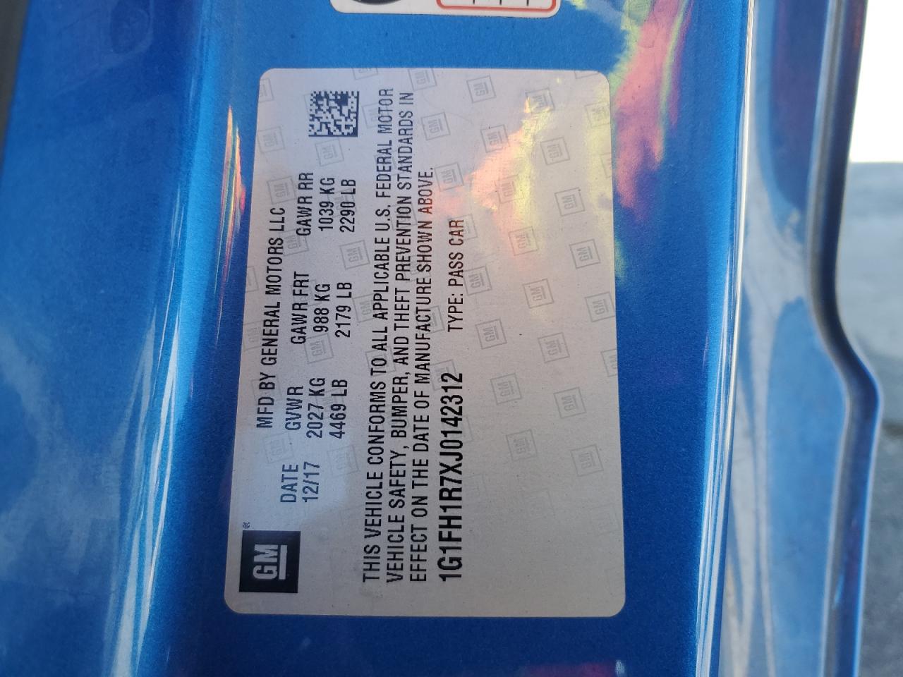 2018 Chevrolet Camaro Ss VIN: 1G1FH1R7XJ0142312 Lot: 81422905