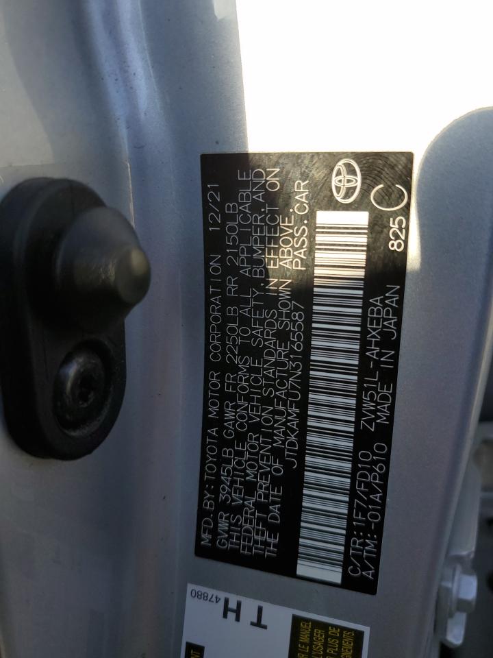 2022 Toyota Prius Night Shade VIN: JTDKAMFU7N3165587 Lot: 71692615